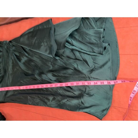 LEENA For Mac Duggal Emerald One-Shoulder Satin Ruffle Cocktail Dress Size 6 Wom - Picture 8 of 9